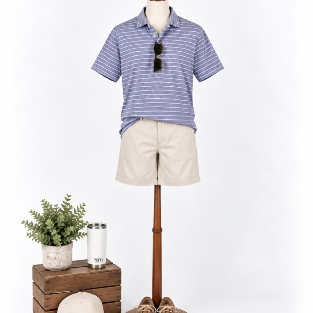 johnnie-O Striped Performance Polo Shirt – Men's Large